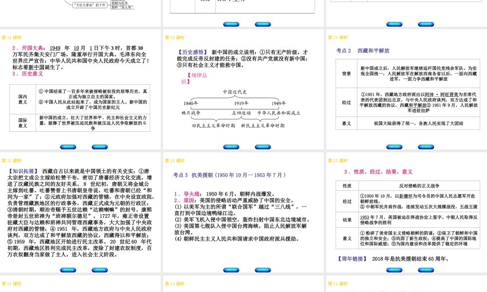 （北京专版）中考历史 第一篇 教材梳理复习 第三单元 中国现代史 第11课时 新中国的诞生与社会主义道路的探索课件-人教版初中九年级全册历史课件