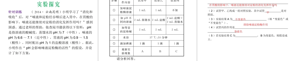 （云南专用）中考生物总复习 第五部分 生物圈中的人 专题十 人的食物来源于环境课件-人教版初中九年级全册生物课件