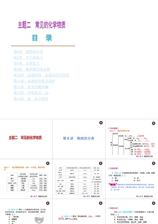 （天津专版）2014届中考化学夺分自主复习案 主题二 常见的化学物质课件（自主梳理+热身反馈+典例分析+真题展示+自主训练+名师预测）