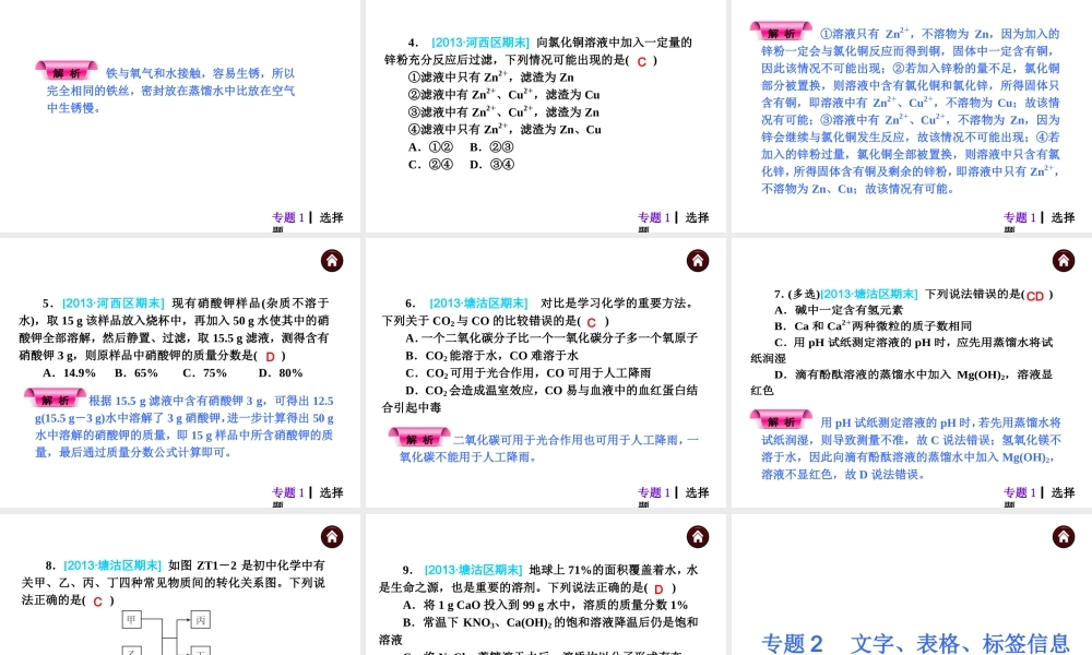 （天津专版）2014届中考化学夺分自主复习案 主题六 专题突破课件（自主梳理+热身反馈+典例分析+真题展示+自主训练+名师预测）