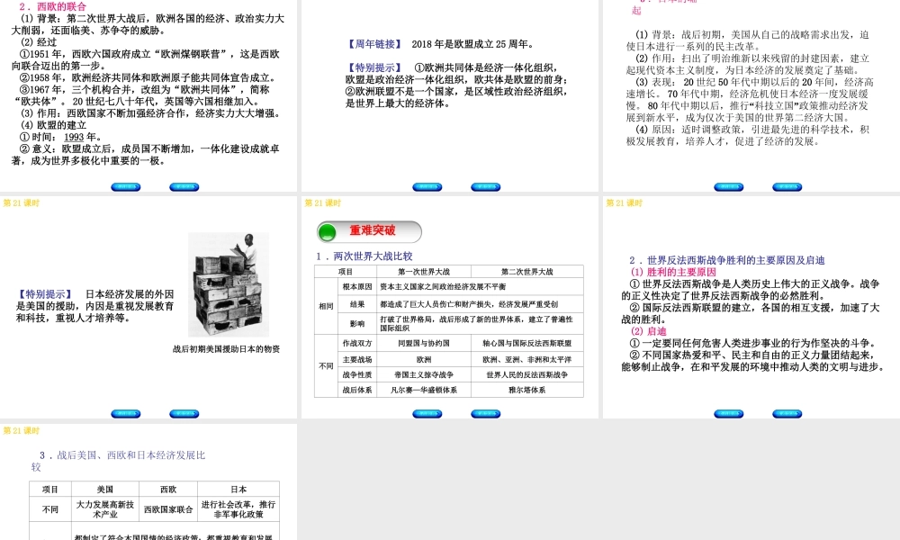（北京专版）中考历史 第一篇 教材梳理复习 第五单元 世界现代史 第21课时 第二次世界大战及战后主要资本主义国家的发展变化课件-人教版初中九年级全册历史课件