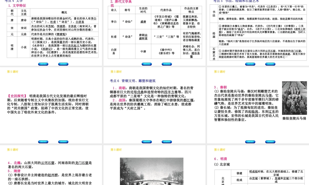 （北京专版）中考历史 第一篇 教材梳理复习 第一单元 中国古代史 第5课时 古代的科学技术与思想文化课件-人教版初中九年级全册历史课件