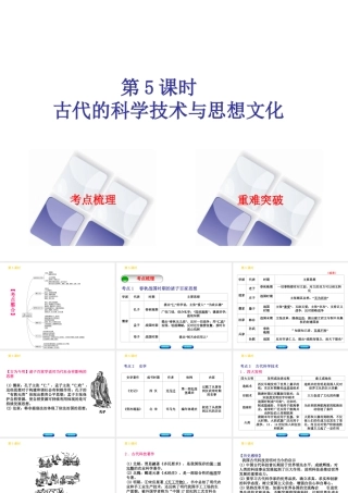 （北京专版）中考历史 第一篇 教材梳理复习 第一单元 中国古代史 第5课时 古代的科学技术与思想文化课件-人教版初中九年级全册历史课件
