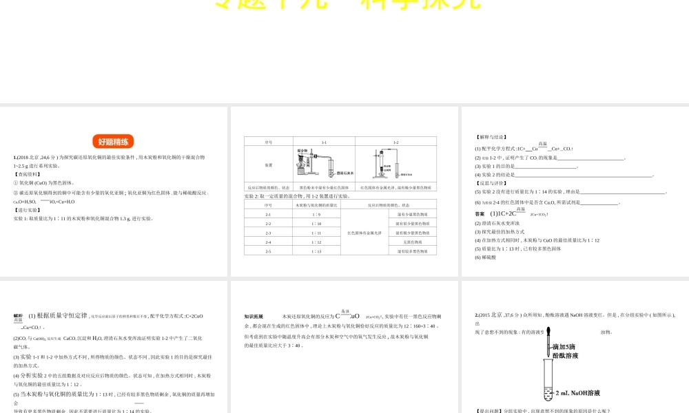 （北京专用）中考化学复习 专题十九 科学探究（试卷部分）课件-人教版初中九年级全册化学课件