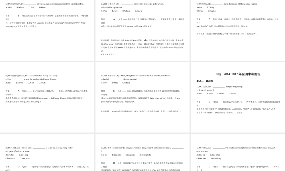 （全国通用）中考英语复习 专题十 简单句（试卷部分）课件-人教版初中九年级全册英语课件