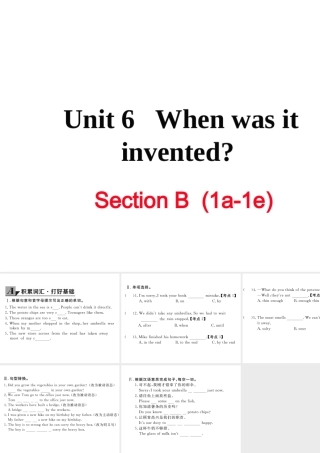 （娄底专用）秋九年级英语全册 Unit 6 When was it invented Section B（1a-1e）作业课件 （新版）人教新目标版-（新版）人教新目标版初中九年级全册英语课件