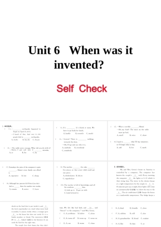 （娄底专用）秋九年级英语全册 Unit 6 When was it invented Self Check作业课件 （新版）人教新目标版-（新版）人教新目标版初中九年级全册英语课件