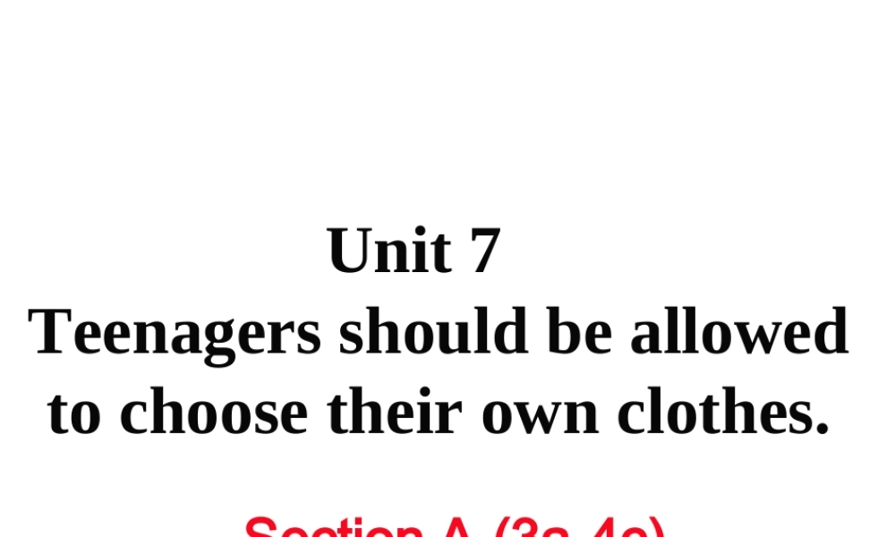 （娄底专用）秋九年级英语全册 Unit 7 Teenagers should be allowed to choose their own clothes Section A（3a-4c）作业课件 （新版）人教新目标版-（新版）人教新目标版初中九年级全册英语课件