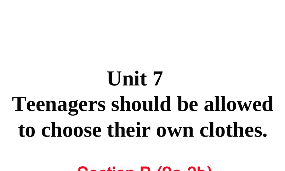 （娄底专用）秋九年级英语全册 Unit 7 Teenagers should be allowed to choose their own clothes Section B（2a-3b）作业课件 （新版）人教新目标版-（新版）人教新目标版初中九年级全册英语课件