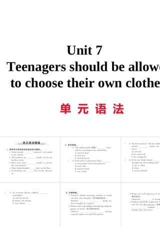 （娄底专用）秋九年级英语全册 Unit 7 Teenagers should be allowed to choose their own clothes语法作业课件 （新版）人教新目标版-（新版）人教新目标版初中九年级全册英语课件