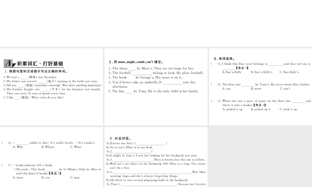 （娄底专用）秋九年级英语全册 Unit 8 It must belong to Carla Section A（1a-2d）作业课件 （新版）人教新目标版-（新版）人教新目标版初中九年级全册英语课件