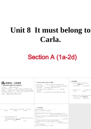 （娄底专用）秋九年级英语全册 Unit 8 It must belong to Carla Section A（1a-2d）作业课件 （新版）人教新目标版-（新版）人教新目标版初中九年级全册英语课件