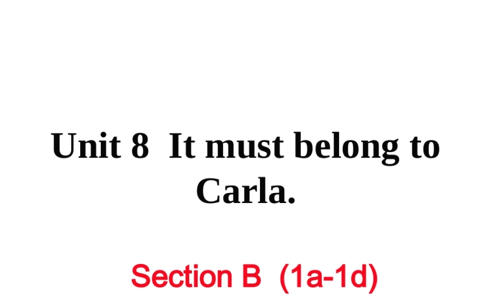 （娄底专用）秋九年级英语全册 Unit 8 It must belong to Carla Section B（1a-1d）作业课件 （新版）人教新目标版-（新版）人教新目标版初中九年级全册英语课件