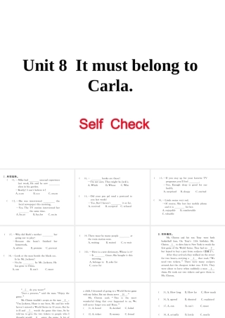 （娄底专用）秋九年级英语全册 Unit 8 It must belong to Carla Self Check作业课件 （新版）人教新目标版-（新版）人教新目标版初中九年级全册英语课件