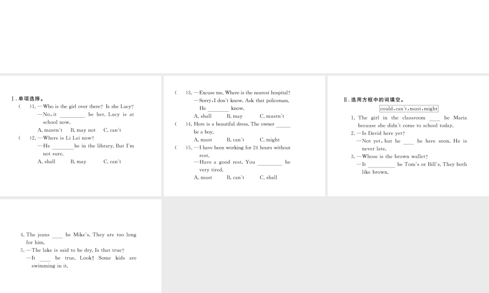 （娄底专用）秋九年级英语全册 Unit 8 It must belong to Carla语法作业课件 （新版）人教新目标版-（新版）人教新目标版初中九年级全册英语课件