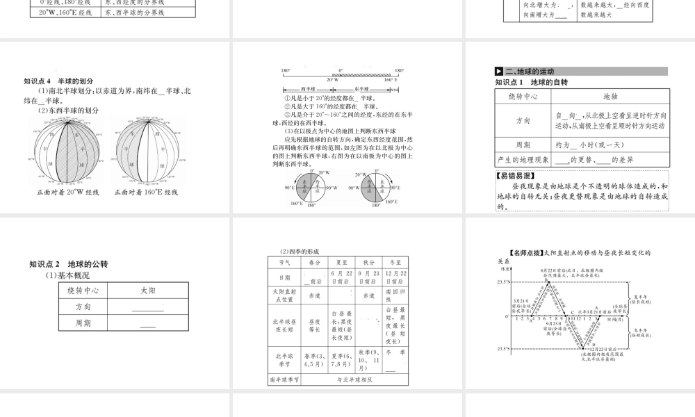 （全国通用版）中考地理 七年级部分 第1章 地球和地图复习课件1-人教版初中九年级全册地理课件