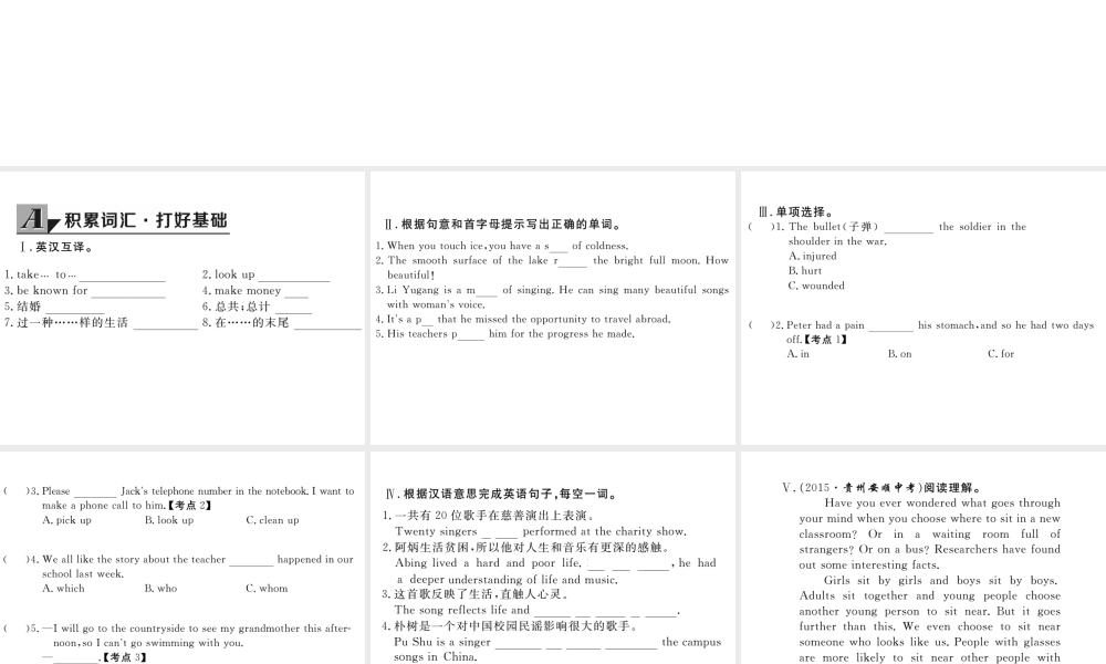 （娄底专用）秋九年级英语全册 Unit 9 I like music that I can dance to Section B（2a-3b）作业课件 （新版）人教新目标版-（新版）人教新目标版初中九年级全册英语课件