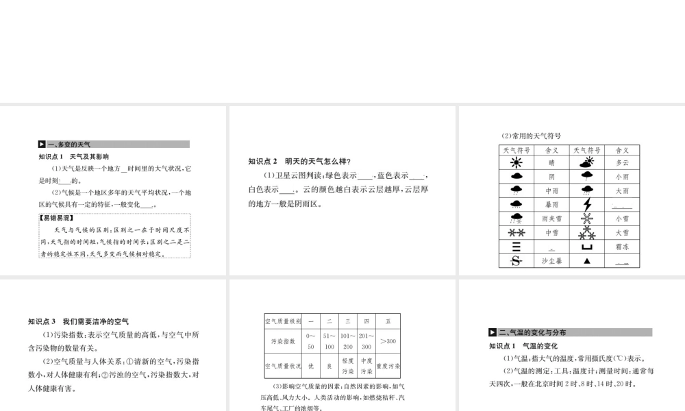 （全国通用版）中考地理 七年级部分 第3章 天气与气候复习课件-人教版初中九年级全册地理课件