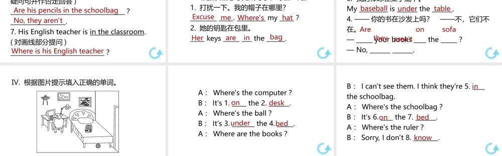 （安徽专版）七年级英语上册 Unit 4 Where's my schoolbag单元语法专项课件 （新版）人教新目标版-（新版）人教新目标版初中七年级上册英语课件