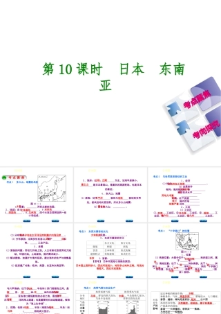 （呼伦贝尔兴安盟专版）中考地理复习方案 教材梳理篇 第10课时 日本 东南亚课件-人教版初中九年级全册地理课件