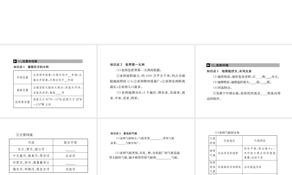 （全国通用版）中考地理 七年级部分 第5章 我们生活的大洲复习课件-人教版初中九年级全册地理课件
