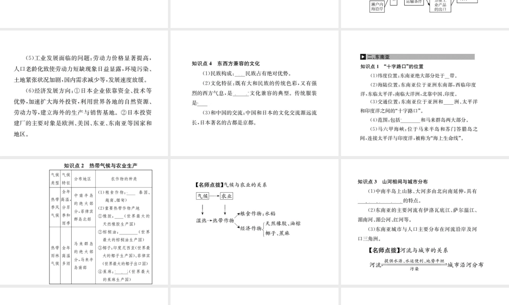 （全国通用版）中考地理 七年级部分 第6章 我们邻近的地区和国家复习课件1-人教版初中九年级全册地理课件
