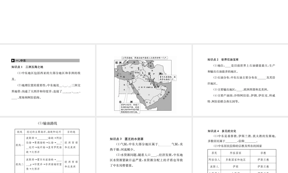 （全国通用版）中考地理 七年级部分 第7章 东半球其他地区和国家复习课件1-人教版初中九年级全册地理课件