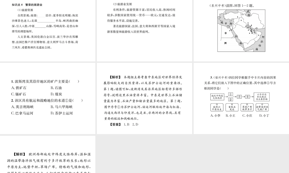 （全国通用版）中考地理 七年级部分 第7章 东半球其他地区和国家复习课件1-人教版初中九年级全册地理课件