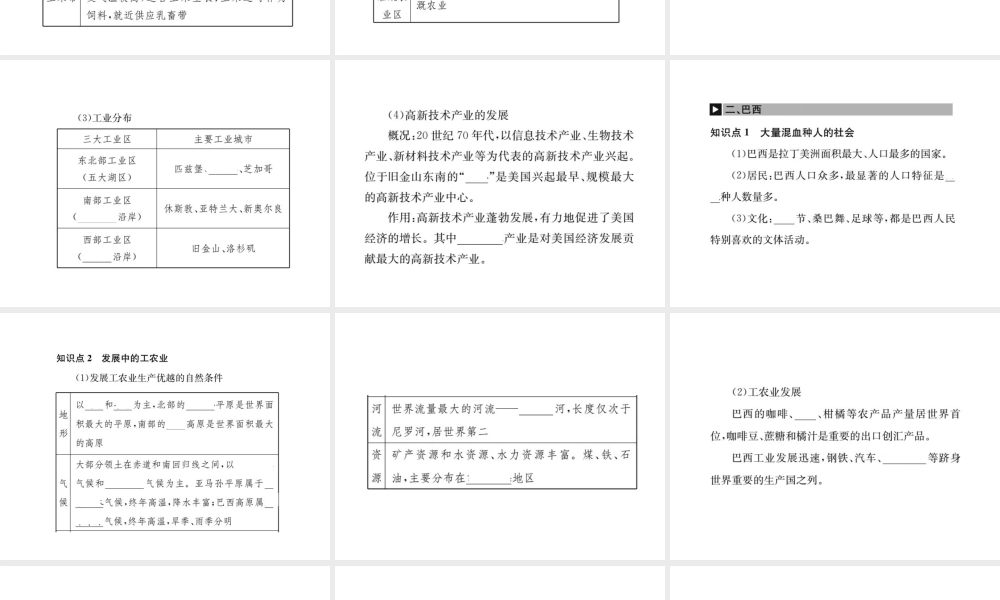 （全国通用版）中考地理 七年级部分第8章 西半球的国家 极地地区复习课件-人教版初中九年级全册地理课件