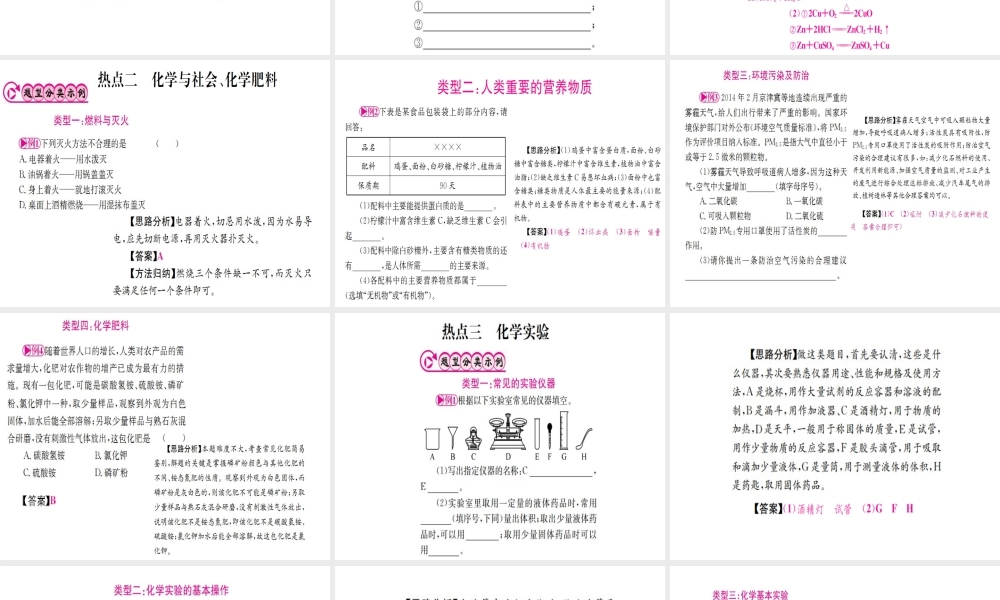 （宁夏专版）中考化学 第二篇 热点题型突破复习课件-人教版初中九年级全册化学课件