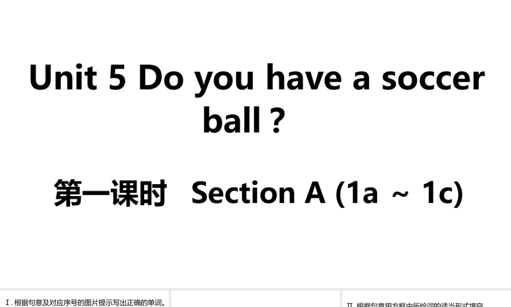 （安徽专版）七年级英语上册 Unit 5 Do you have a soccer ball第一课时课件 （新版）人教新目标版-（新版）人教新目标版初中七年级上册英语课件