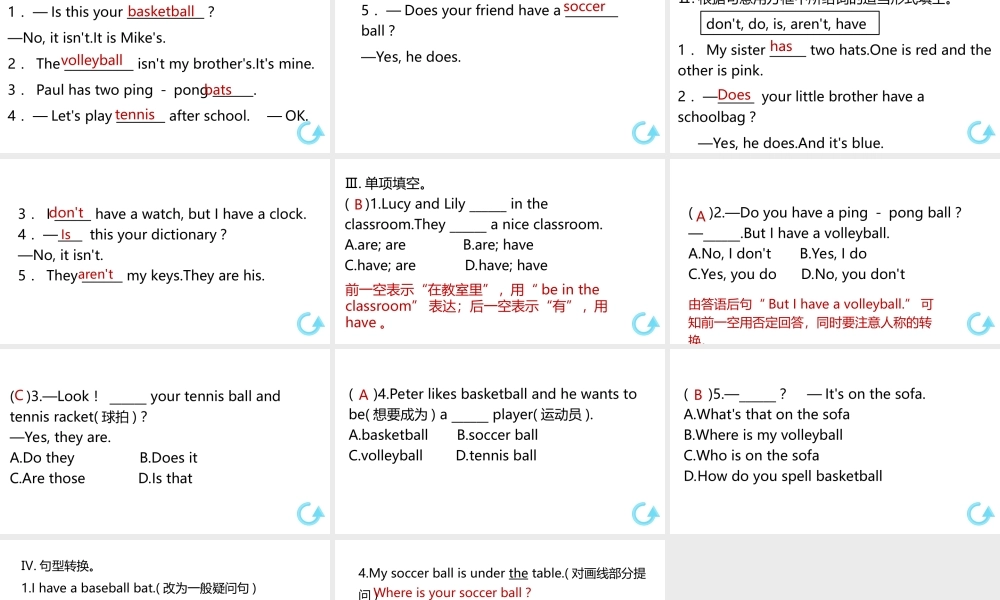 （安徽专版）七年级英语上册 Unit 5 Do you have a soccer ball第一课时课件 （新版）人教新目标版-（新版）人教新目标版初中七年级上册英语课件