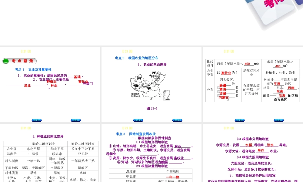 （呼伦贝尔兴安盟专版）中考地理复习方案 教材梳理篇 第21课时 农业 工业课件-人教版初中九年级全册地理课件