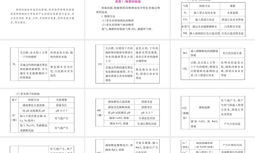 （宁夏专版）中考化学总复习 第二部分 题型专题突破 专题2 物质的检验与鉴别，分离与除杂课件-人教版初中九年级全册化学课件