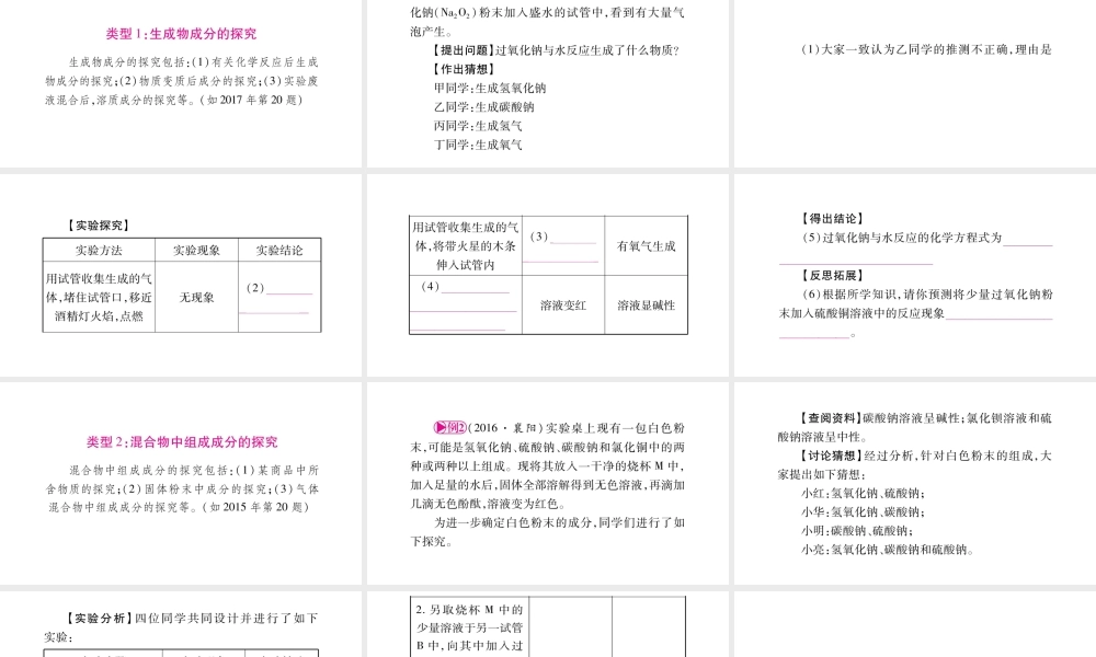 （宁夏专版）中考化学总复习 第二部分 题型专题突破 专题4 实验探究题课件-人教版初中九年级全册化学课件