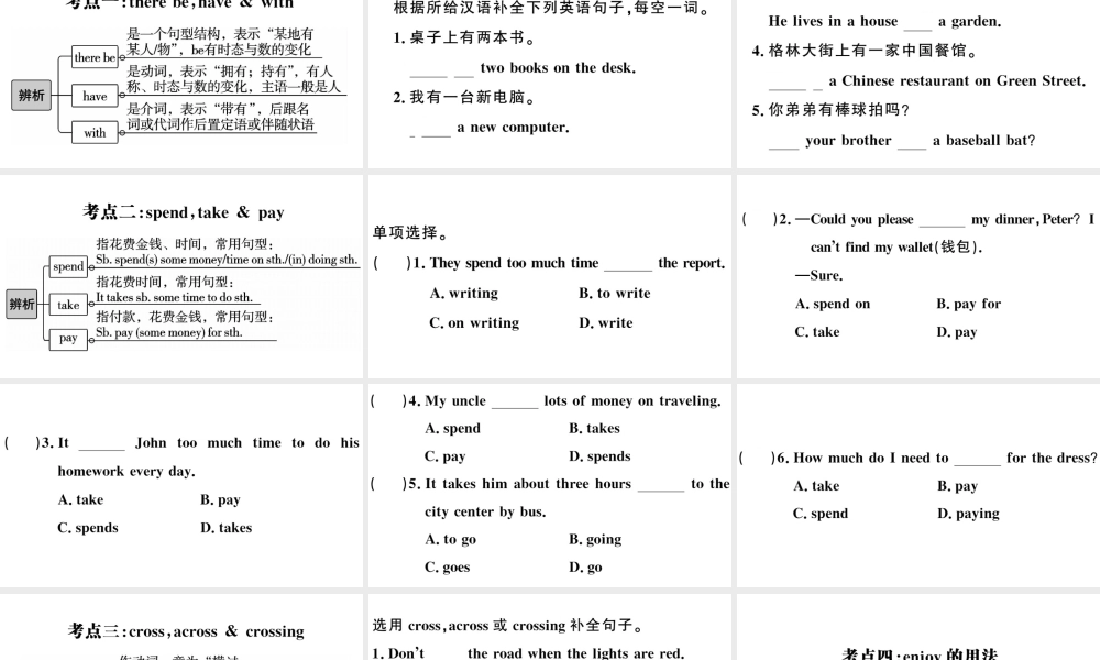 （安徽专版）七年级英语下册 Unit 8 Is there a post office near here高频考点集中练课件（新版）人教新目标版-（新版）人教新目标版初中七年级下册英语课件