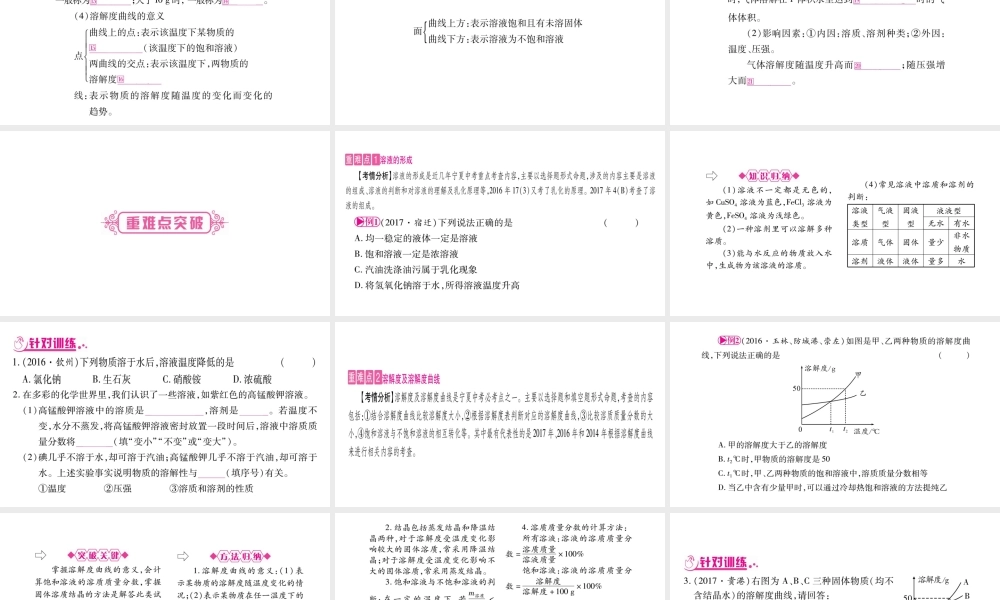 （宁夏专版）中考化学总复习 第一部分 教材系统复习 第9单元 溶液课件-人教版初中九年级全册化学课件