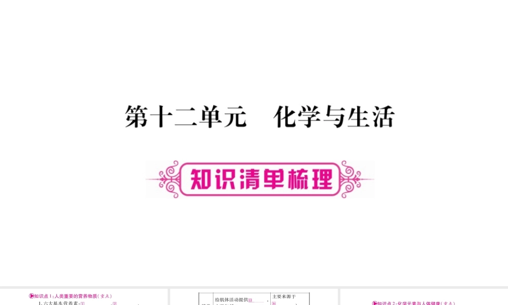 （宁夏专版）中考化学总复习 第一部分 教材系统复习 第12单元 化学与生活课件-人教版初中九年级全册化学课件