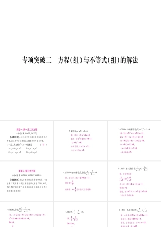 （宁夏专版）中考数学总复习 第二轮 中档题突破 专项突破2 方程（组）与不等式（组）的解法课件-人教级全册数学课件