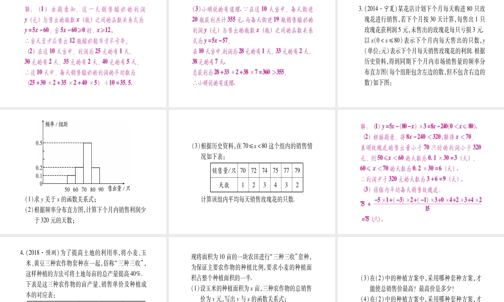 （宁夏专版）中考数学总复习 第三轮 压轴题突破 重难点突破3 函数的实际应用课件-人教级全册数学课件