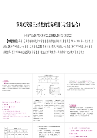 （宁夏专版）中考数学总复习 第三轮 压轴题突破 重难点突破3 函数的实际应用课件-人教级全册数学课件
