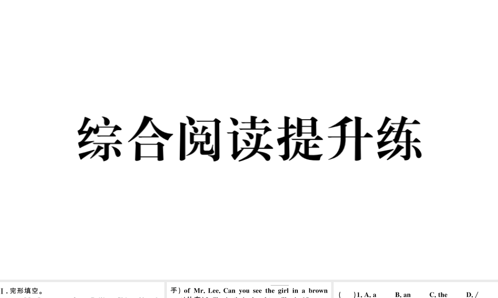 （安徽专版）七年级英语下册 Unit 6 I’m watching TV综合阅读提升练课件（新版）人教新目标版-（新版）人教新目标版初中七年级下册英语课件