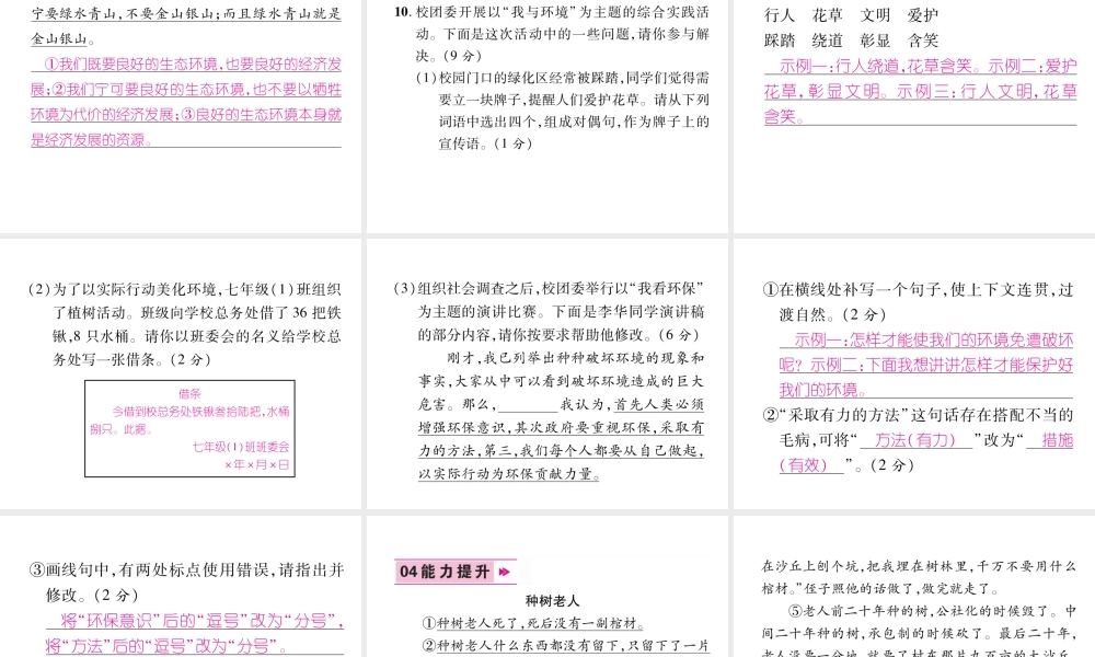 （安徽专版）七年级语文上册 第四单元 13植树的牧羊人作业课件 新人教版-新人教版初中七年级上册语文课件