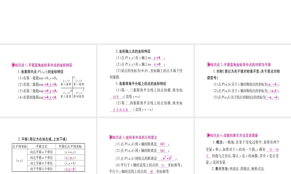 （宁夏专版）中考数学总复习 第一轮 考点系统复习 第3章 函数 第1节 平面直角坐标系与函数课件-人教级全册数学课件