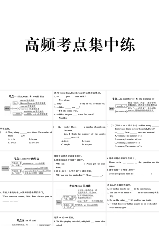 （安徽专版）七年级英语下册 Unit 10 I’d like some noodles高频考点集中练课件（新版）人教新目标版-（新版）人教新目标版初中七年级下册英语课件