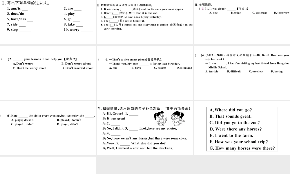 （安徽专版）七年级英语下册 Unit 11 How was your school trip第二课时习题课件（新版）人教新目标版-（新版）人教新目标版初中七年级下册英语课件