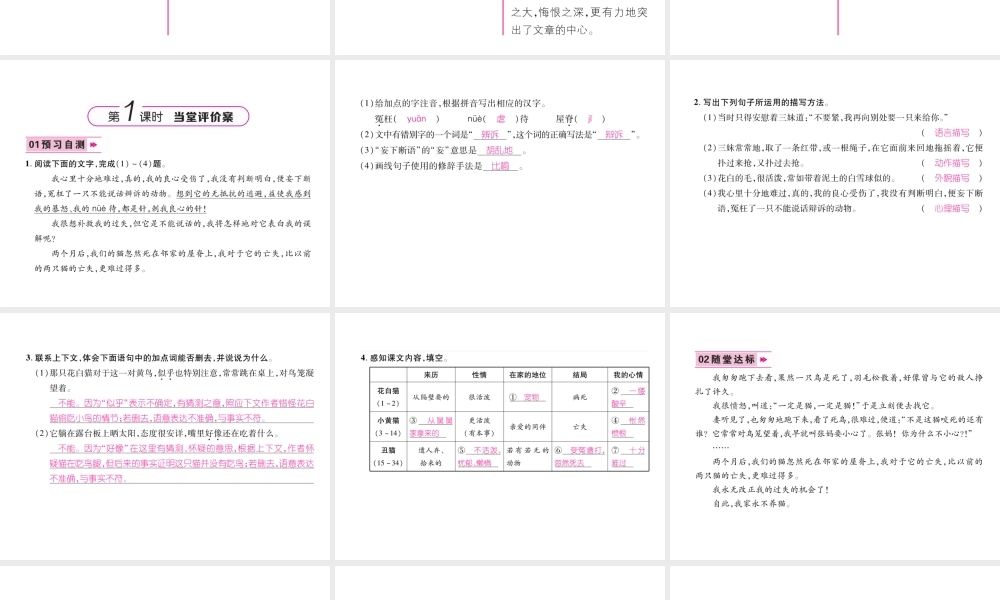（安徽专版）七年级语文上册 第五单元 16 猫作业课件 新人教版-新人教版初中七年级上册语文课件