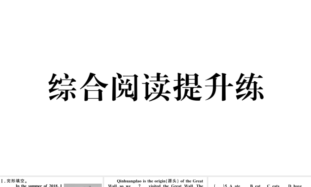 （安徽专版）七年级英语下册 Unit 11 How was your school trip综合阅读提升练课件（新版）人教新目标版-（新版）人教新目标版初中七年级下册英语课件