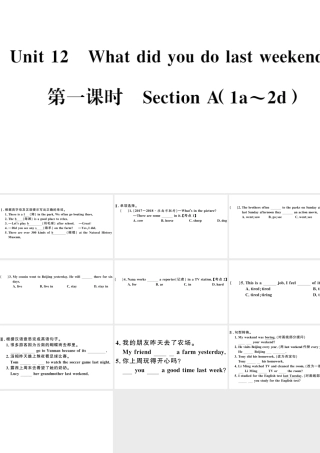 （安徽专版）七年级英语下册 Unit 12 What did you do last weekend第一课时习题课件（新版）人教新目标版-（新版）人教新目标版初中七年级下册英语课件