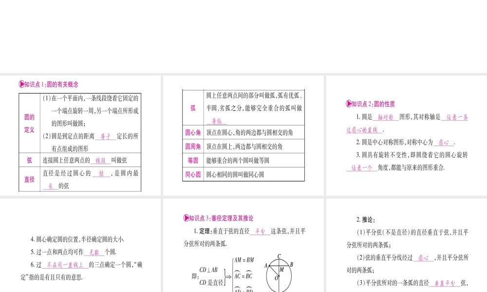 （宁夏专版）中考数学总复习 第一轮 考点系统复习 第6章 圆 第1节 圆的有关性质课件-人教版初中九年级全册数学课件